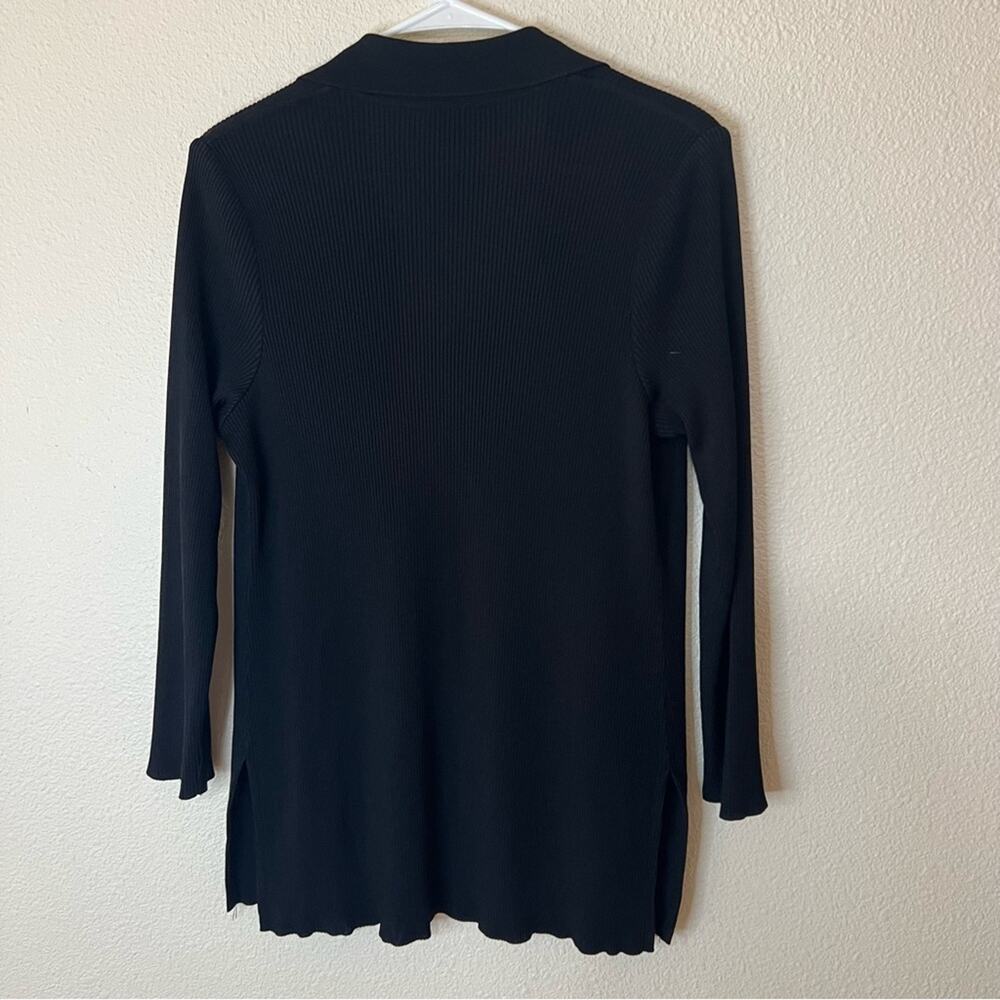 Exclusively Misook Black Ribbed Collared Open Car… - image 5